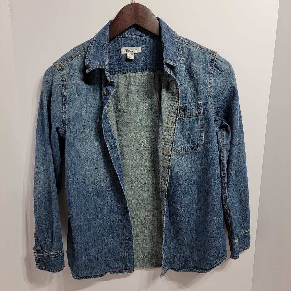 Girls Cherokee Long-sleeve Casual Jean Shirt Md 8/10